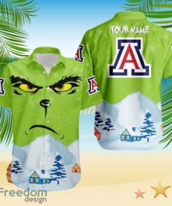 Arizona Wildcats NCAA  Grinch Merry Merry Christmas House House Tropical Hawaiian Shirt Custom Name