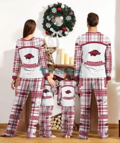 Arkansas Razorbacks Pajamas Set Gift For Family Custom Name Football Team Christmas Holiday Gift Product Photo 2