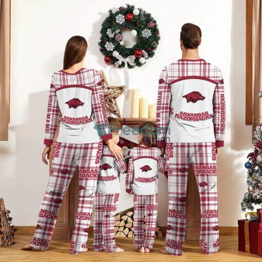 Arkansas Razorbacks Pajamas Set Gift For Family Custom Name Football Team Christmas Holiday Gift Product Photo 2