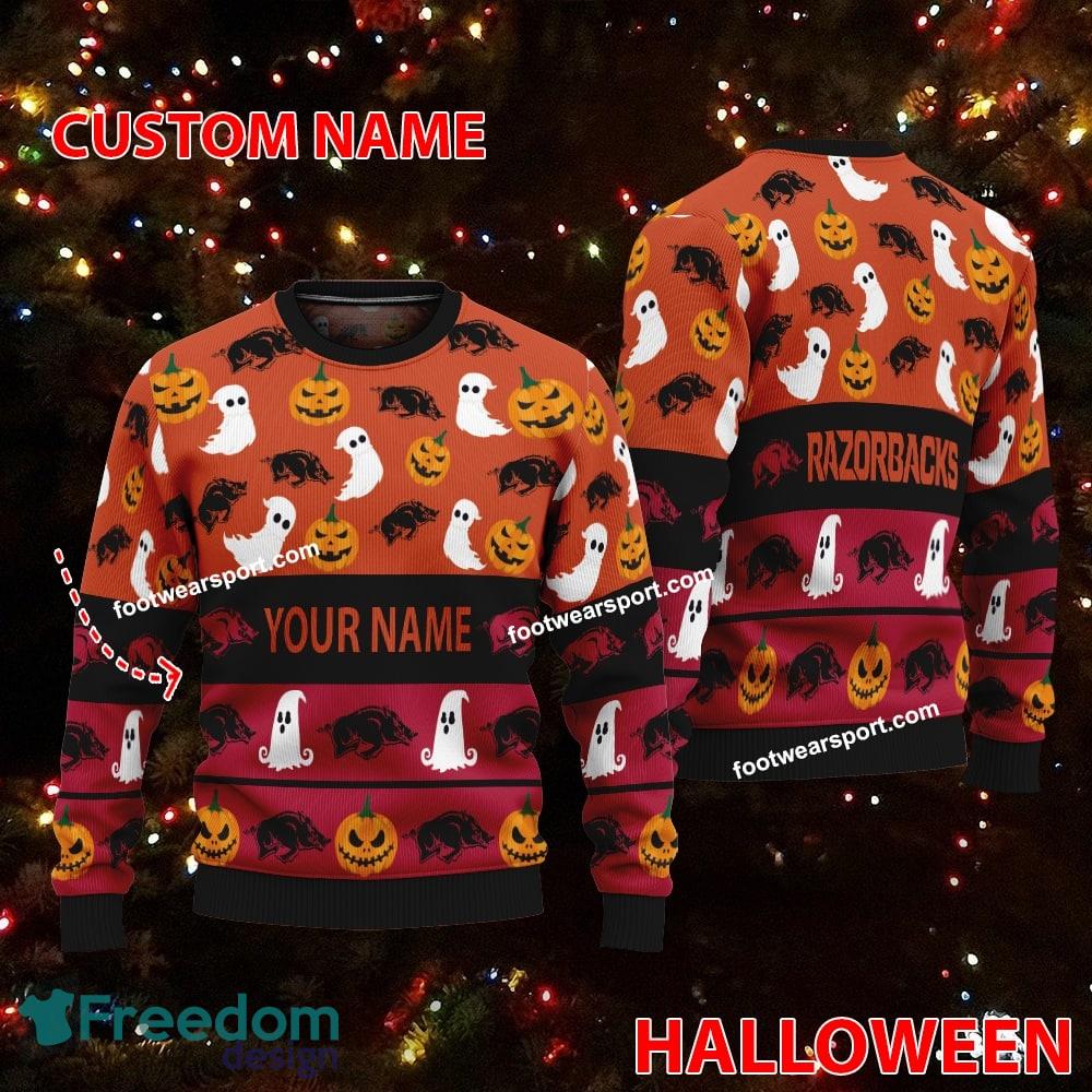 Arkansas Razorbacks Personalized Halloween Ugly Xmas Sweater AOP Gift Holidays image Arkansas Razorbacks Personalized Halloween Ugly Xmas Sweater AOP Gift Holidays - Arkansas Razorbacks Personalized Halloween Ugly Xmas Sweater AOP Gift Holidays