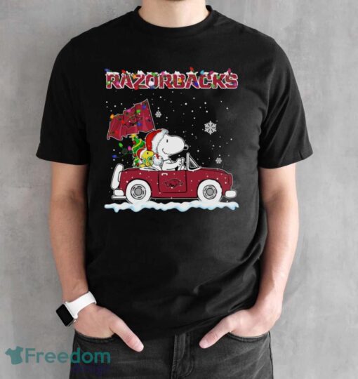 Arkansas Razorbacks Snoopy And Woodstock Driving Car Cute Snoopy Limited Edition Shirt - Black Unisex T-Shirt