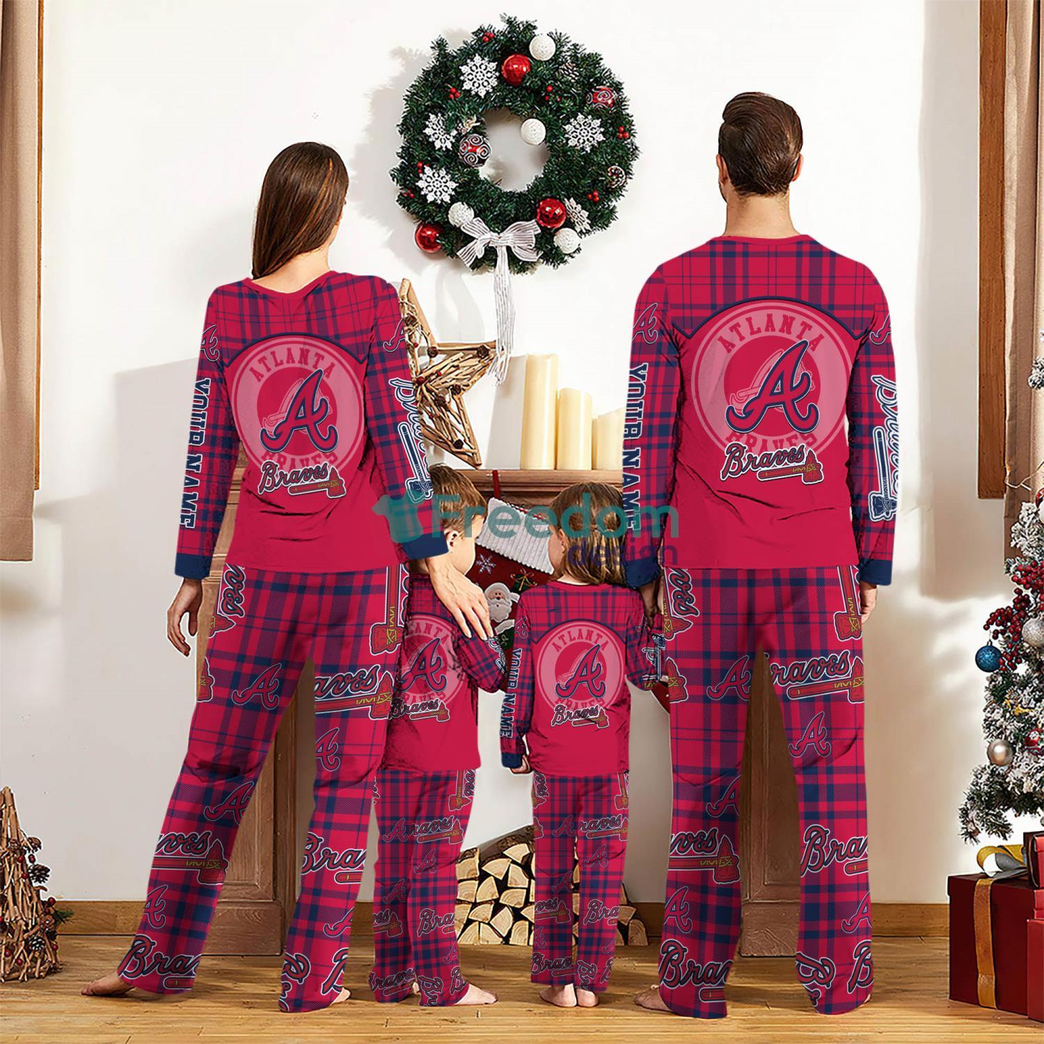 Atlanta Braves Custom Name Pajamas Set For Family Sport Team Pajamas Christmas Gift image Atlanta Braves Custom Name Pajamas Set For Family Sport Team Pajamas Christmas Gift Product Photo 2