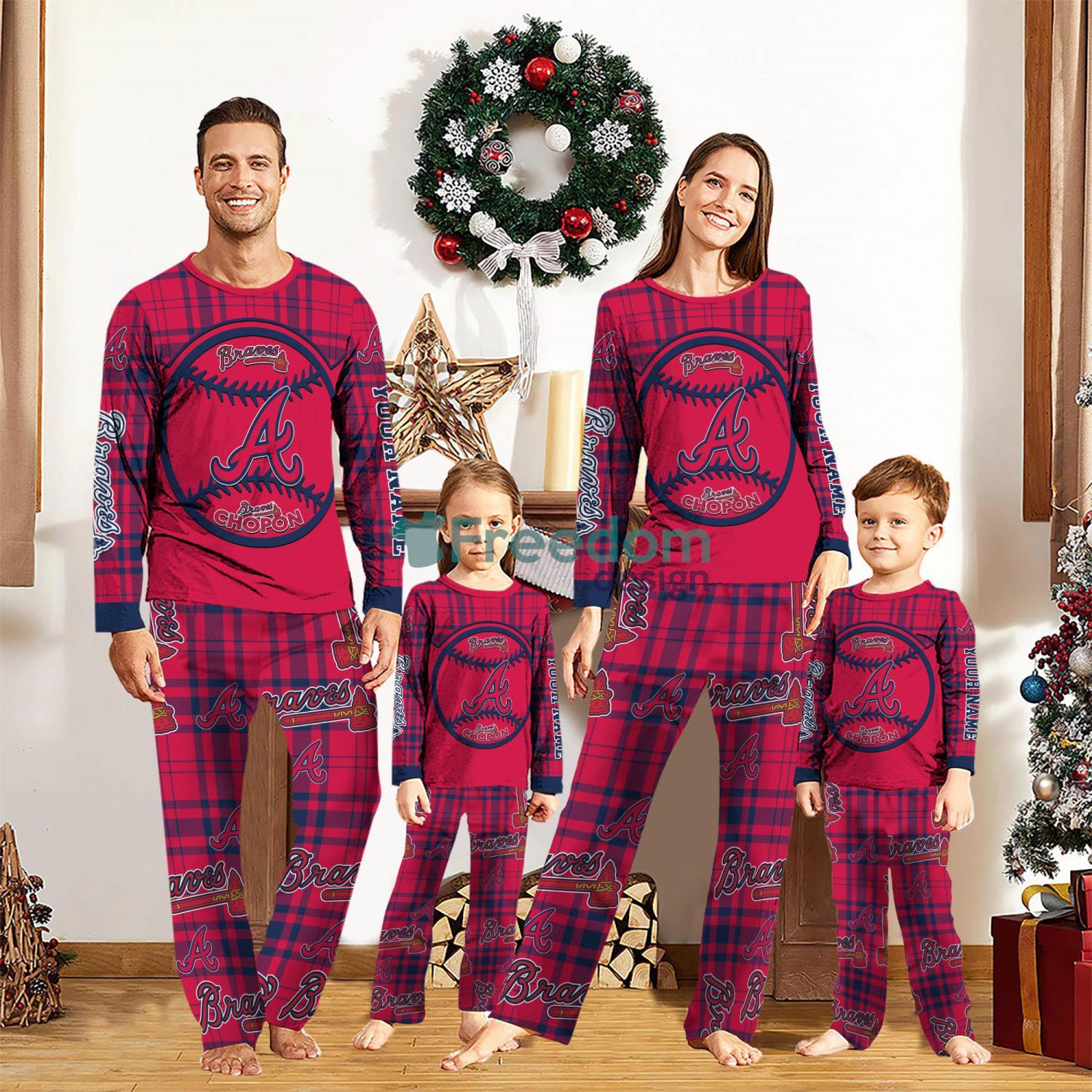 Atlanta Braves Custom Name Pajamas Set For Family Sport Team Pajamas Christmas Gift image Atlanta Braves Custom Name Pajamas Set For Family Sport Team Pajamas Christmas Gift Product Photo 1