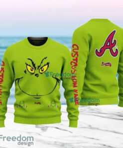 Atlanta Braves MLB Ginch Face Funny Custom Name Ugly Sweater Merry Chistmas Gift For Fans