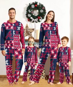 Atlanta Braves Pajamas Set Custom Name Gift For Christmas Family Pajamas Set