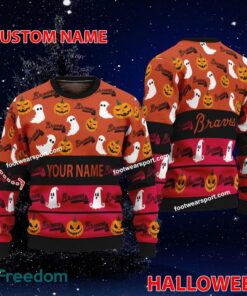 Atlanta Braves Personalized Logo Pattern Ugly Christmas Sweater For Fans
