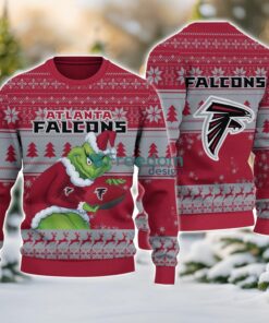 Atlanta Falcons Grinch Ugly Christmas Sweater With Team Logo 3D Printed Christmas Sweater Gift