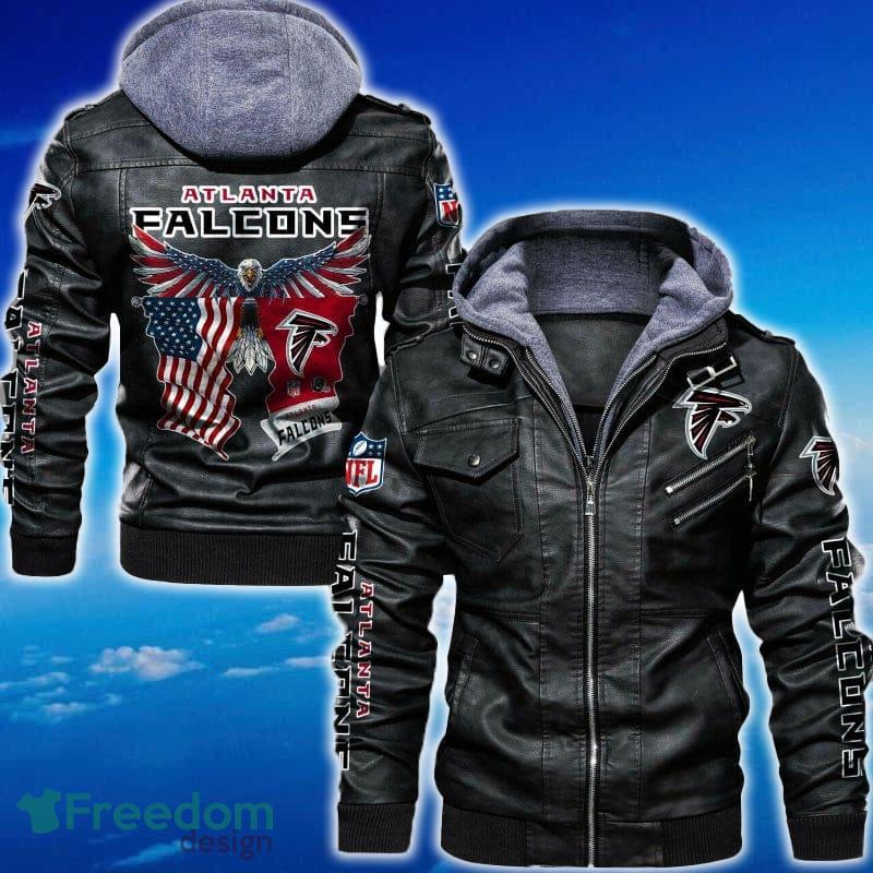 Atlanta Falcons NFL Eagle 2D Leather Jacket Black And Brown Color image Atlanta Falcons NFL Eagle 2D Leather Jacket Black And Brown Color - Atlanta Falcons NFL Eagle Leather Jacket_1
