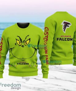 Atlanta Falcons NFL Ginch Face Funny Custom Name Ugly Sweater Merry Chistmas Gift For Fans