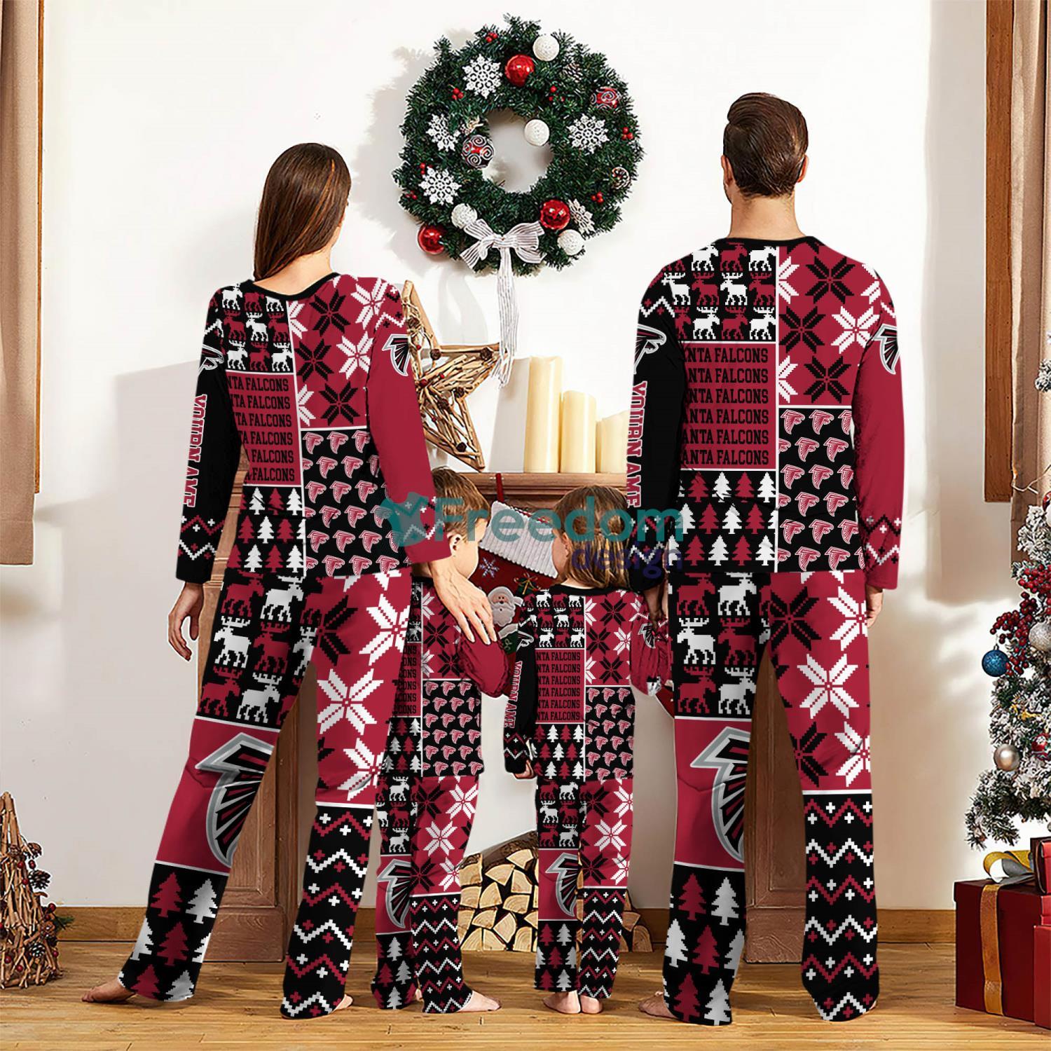 Atlanta Falcons Pajamas Set Christmas snowflake pattern Cute Pajamas For Family Christmas Gift Ideas Custom Name image Atlanta Falcons Pajamas Set Christmas snowflake pattern Cute Pajamas For Family Christmas Gift Ideas Custom Name Product Photo 2