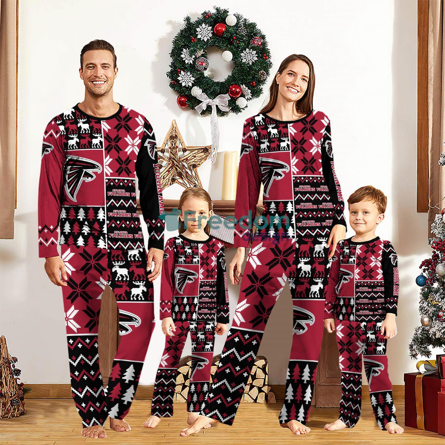 Atlanta Falcons Pajamas Set Christmas snowflake pattern Cute Pajamas For Family Christmas Gift Ideas Custom Name image Atlanta Falcons Pajamas Set Christmas snowflake pattern Cute Pajamas For Family Christmas Gift Ideas Custom Name Product Photo 1