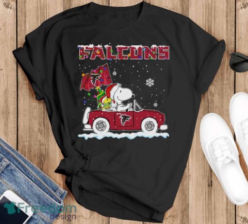 Atlanta Falcons Snoopy And Woodstock Driving Car Cute Snoopy Limited Edition Shirt - Black T-Shirt