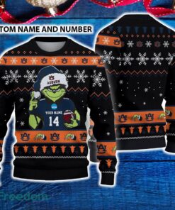 Auburn Tigers 3D Ugly Christmas Sweater Grinch Funny Custom Number And Name