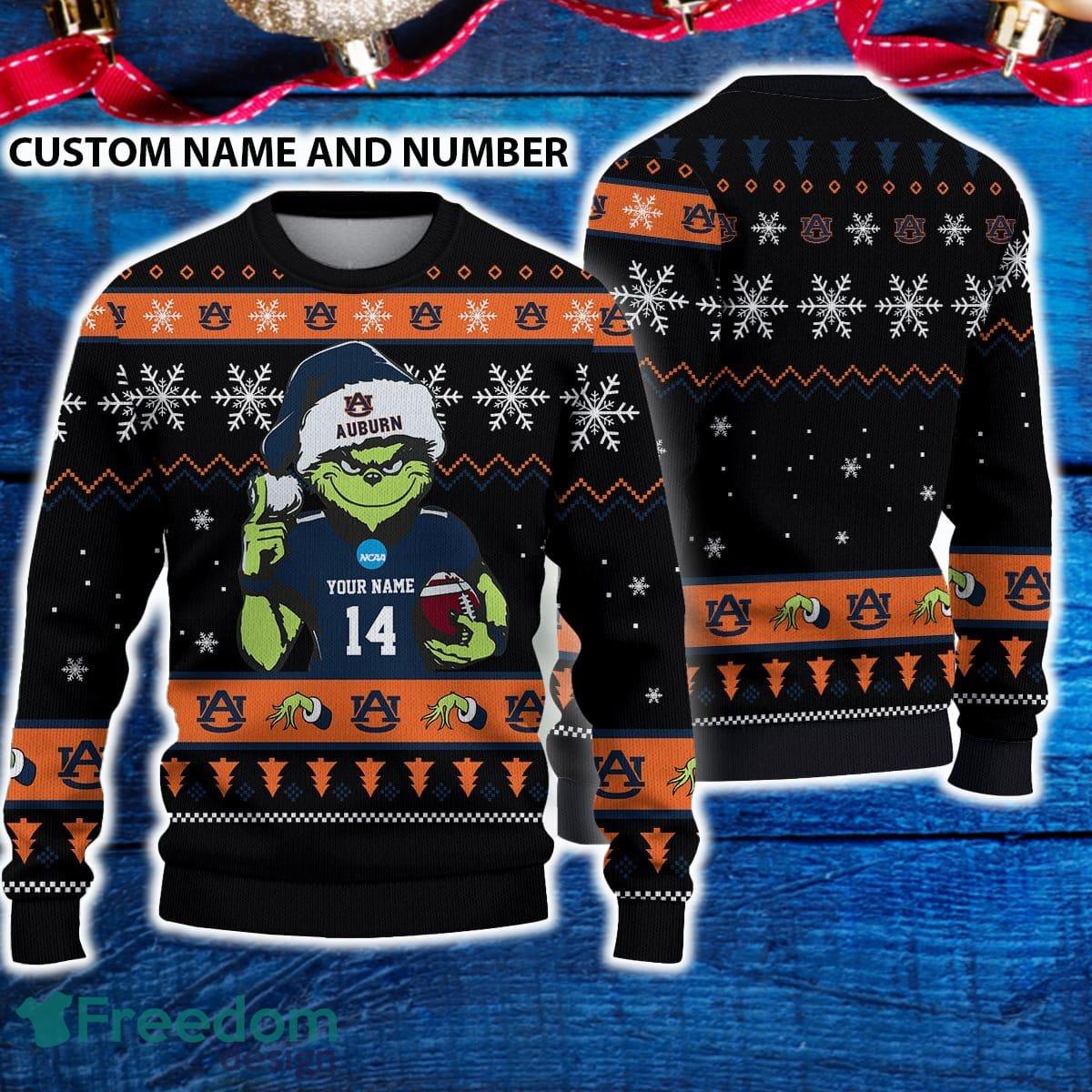 Auburn Tigers 3D Ugly Christmas Sweater Grinch Funny Custom Number And Name image Auburn Tigers 3D Ugly Christmas Sweater Grinch Funny Custom Number And Name - Auburn Tigers 3D Ugly Christmas Sweater Grinch Funny Custom Number And Name