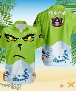 Auburn Tigers NCAA  Grinch Merry Merry Christmas House House Tropical Hawaiian Shirt Custom Name