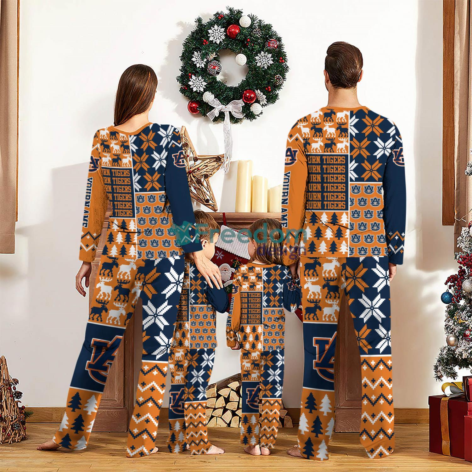 Auburn Tigers Pajamas Set Custom Name Gift For Christmas Family Pajamas Set image Auburn Tigers Pajamas Set Custom Name Gift For Christmas Family Pajamas Set Product Photo 2