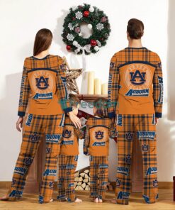 Auburn Tigers Pajamas Set Gift For Family Custom Name Football Team Christmas Holiday Gift Product Photo 2