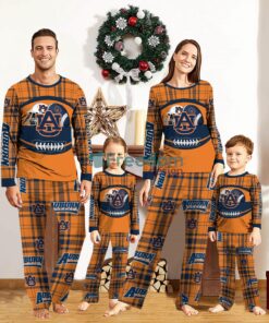 Auburn Tigers Pajamas Set Gift For Family Custom Name Football Team Christmas Holiday Gift