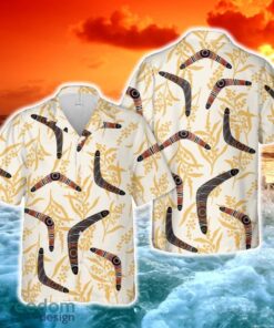 Australian boomerang Golden Wattle Flowers Hawaiian Shirt