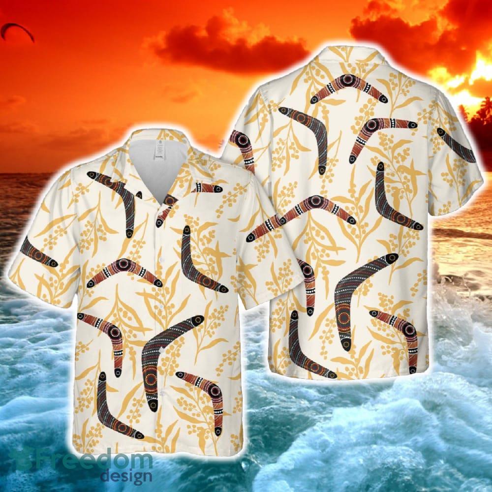 Australian boomerang Golden Wattle Flowers Hawaiian Shirt image Australian boomerang Golden Wattle Flowers Hawaiian Shirt - Australian boomerang Golden Wattle Flowers Hawaiian Shirt-1