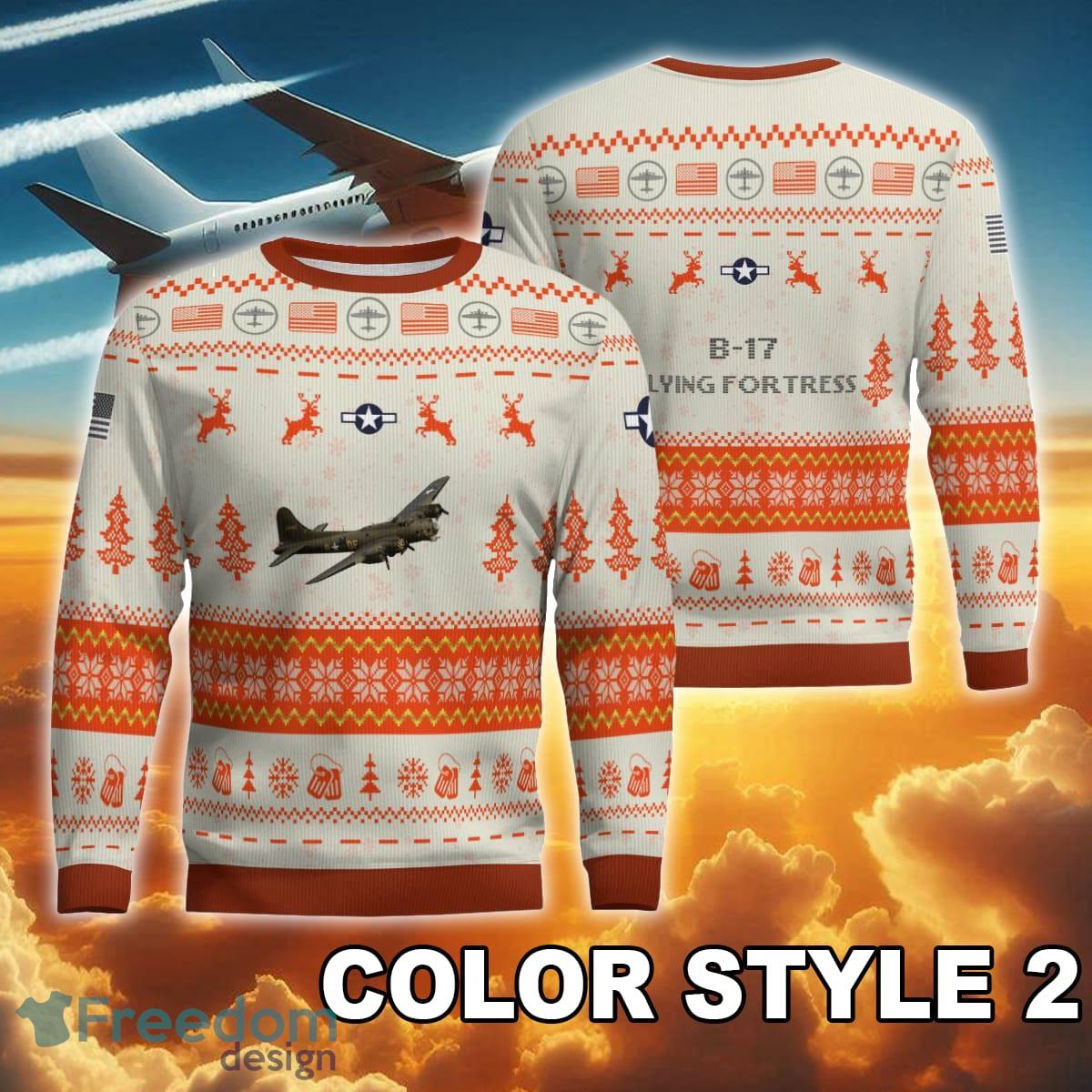 B 17 Flying Fortress B17 New Pattern Christmas Aircraft Ugly Sweater Gift For Men And Women image B-17 Flying Fortress B17 New Pattern Christmas Aircraft Ugly Sweater Gift For Men And Women - B-17 Flying Fortress B17 Ugly Christmas Sweater AOP Photo 2