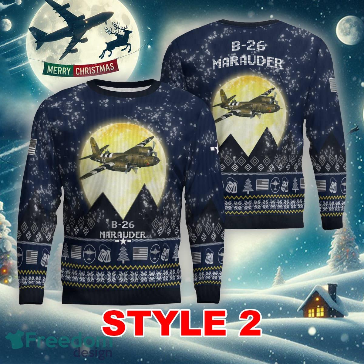 B 26 Marauder B26 Aircraft Moonlight Multi Color Ugly Christmas Sweater Gift Holidays image B-26 Marauder B26 Aircraft Moonlight Multi Color Ugly Christmas Sweater Gift Holidays - B-26 Marauder B26 Aircraft Moonlight Ugly Christmas Sweater_11