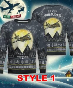 B-26 Marauder B26 Aircraft Moonlight Multi Color Ugly Christmas Sweater Gift Holidays