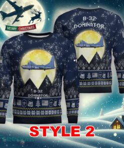 B-32 Dominator B32 Aircraft Moonlight Multi Color Knitted Xmas Sweater AOP Gift For Men And Women - B-32 Dominator B32 Aircraft Moonlight Ugly Christmas Sweater_11