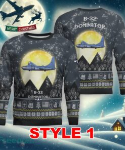 B-32 Dominator B32 Aircraft Moonlight Multi Color Knitted Xmas Sweater AOP Gift For Men And Women