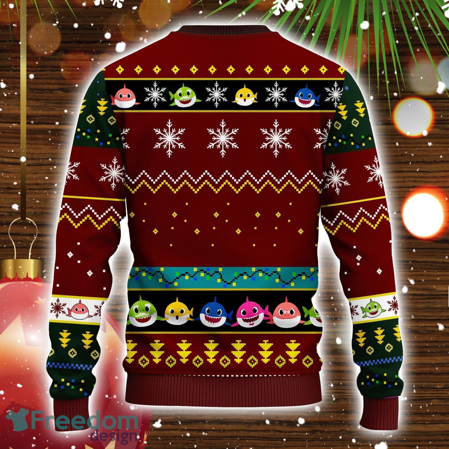 Baby Shark Ugly Christmas Sweater Red Brown 1 Amazing Gift Christmas Gift For Men And Women image Baby Shark Ugly Christmas Sweater Red Brown 1 Amazing Gift Christmas Gift For Men And Women Product Photo 2