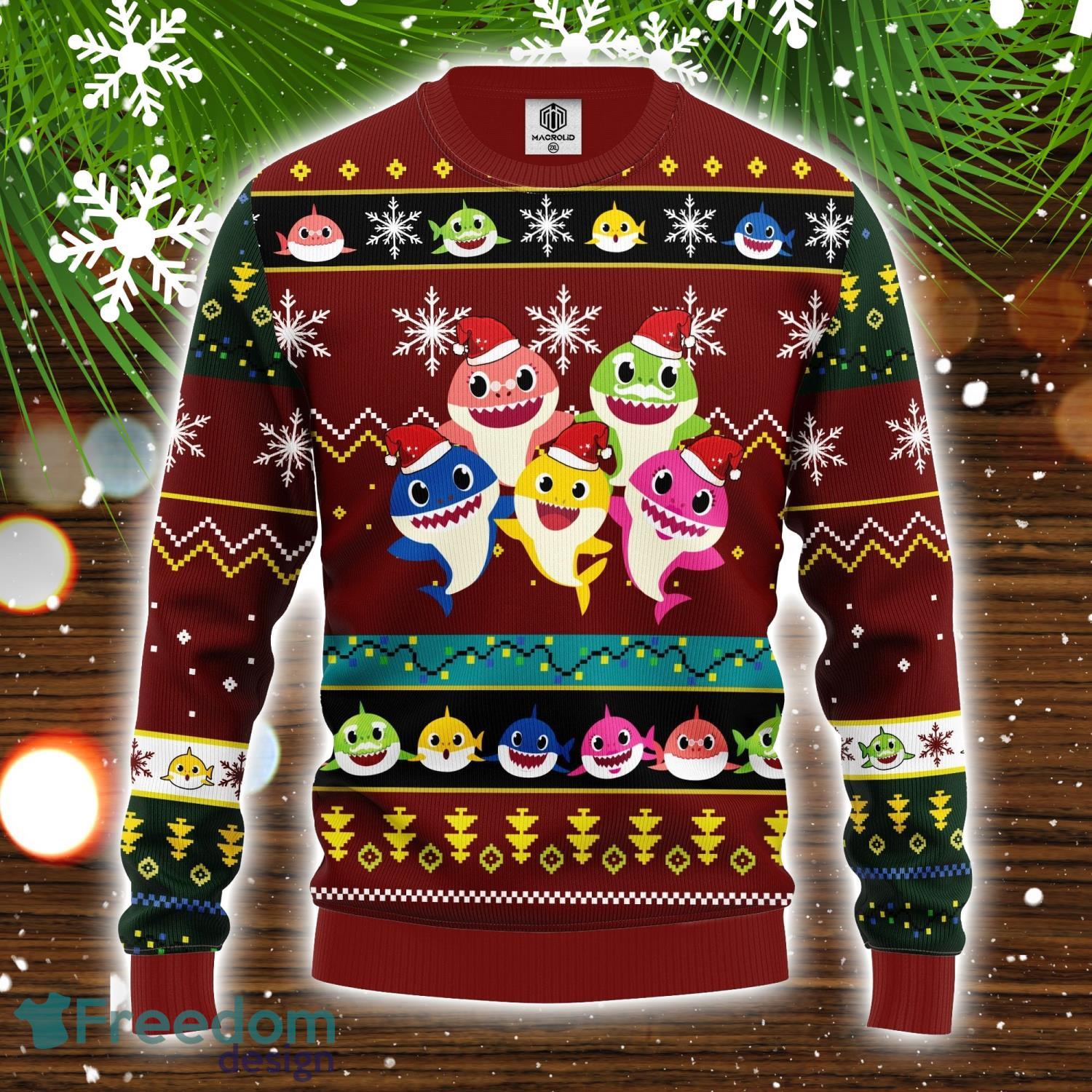 Baby Shark Ugly Christmas Sweater Red Brown 1 Amazing Gift Christmas Gift For Men And Women image Baby Shark Ugly Christmas Sweater Red Brown 1 Amazing Gift Christmas Gift For Men And Women Product Photo 1