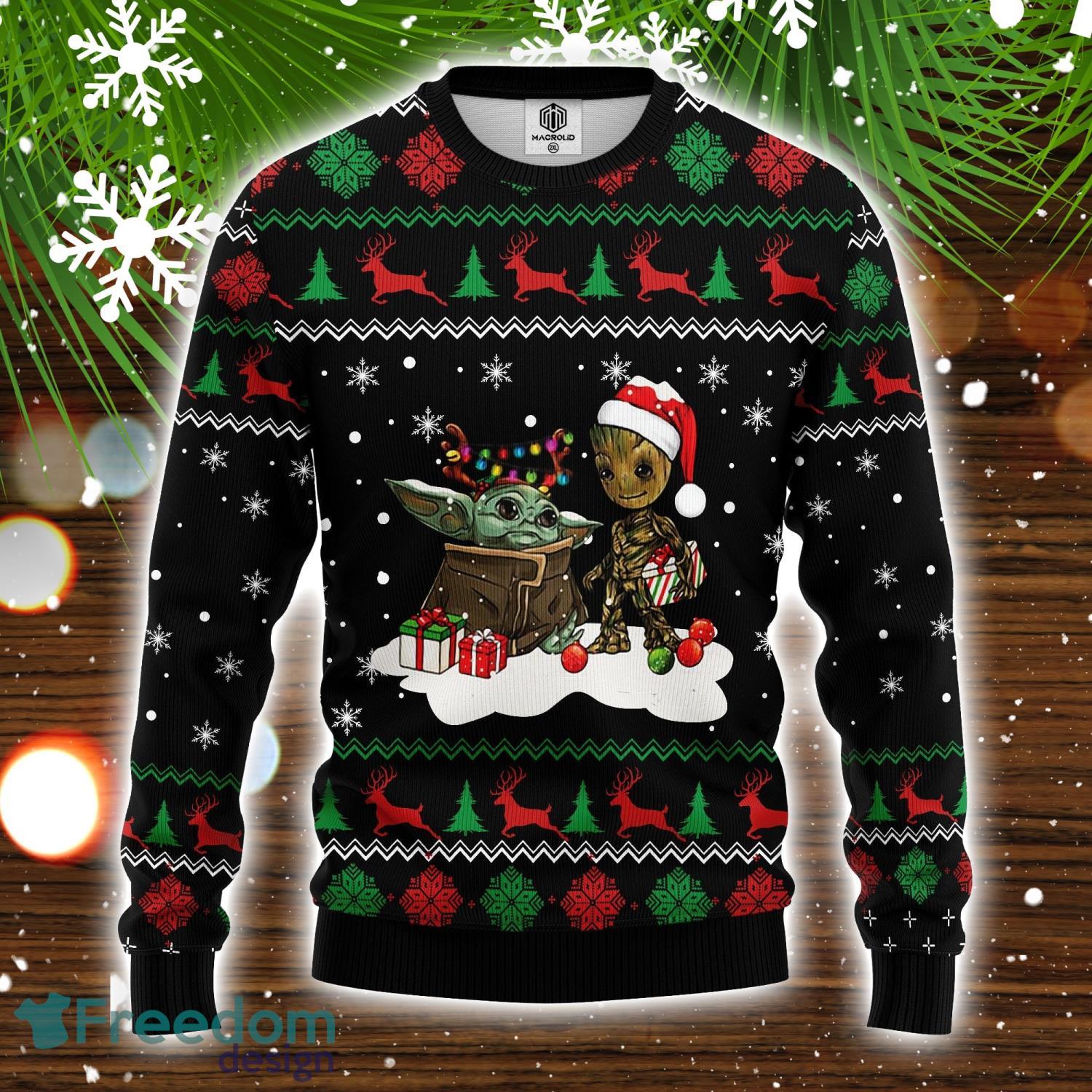 Baby Yoda Meet Baby Groot Ugly Christmas Sweater Amazing Gift Christmas Gift For Men And Women image Baby Yoda Meet Baby Groot Ugly Christmas Sweater Amazing Gift Christmas Gift For Men And Women Product Photo 1
