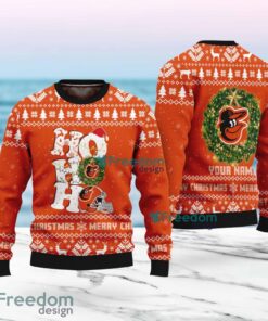Baltimore Orioles MLB Custom Name Christmas Wreath Ugly Sweater Christmas For Fans Baltimore Orioles MLB Custom Name Christmas Wreath Ugly Sweater Christmas For Fans