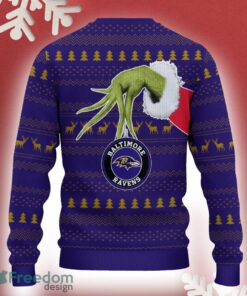 Baltimore Ravens Grinch Driving Funny 3D Ugly Christmas Sweater For Men Women - Baltimore Ravens Christmas Sweater Grinch Driving Photo 3