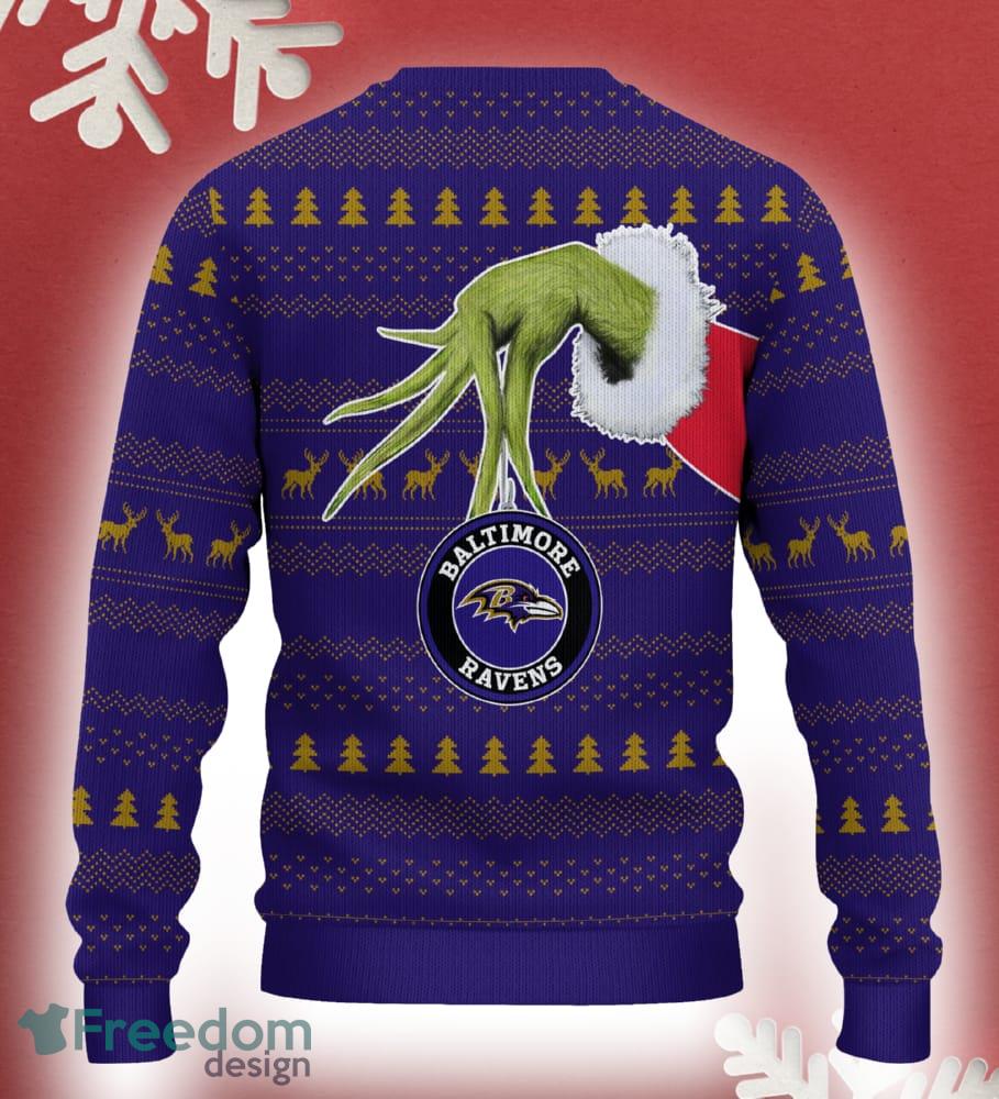 Baltimore Ravens Grinch Driving Funny 3D Ugly Christmas Sweater For Men Women image Baltimore Ravens Grinch Driving Funny 3D Ugly Christmas Sweater For Men Women - Baltimore Ravens Christmas Sweater Grinch Driving Photo 3