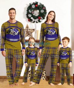 Baltimore Ravens Pajamas Set Gift For Family Custom Name Football Team Christmas Holiday Gift