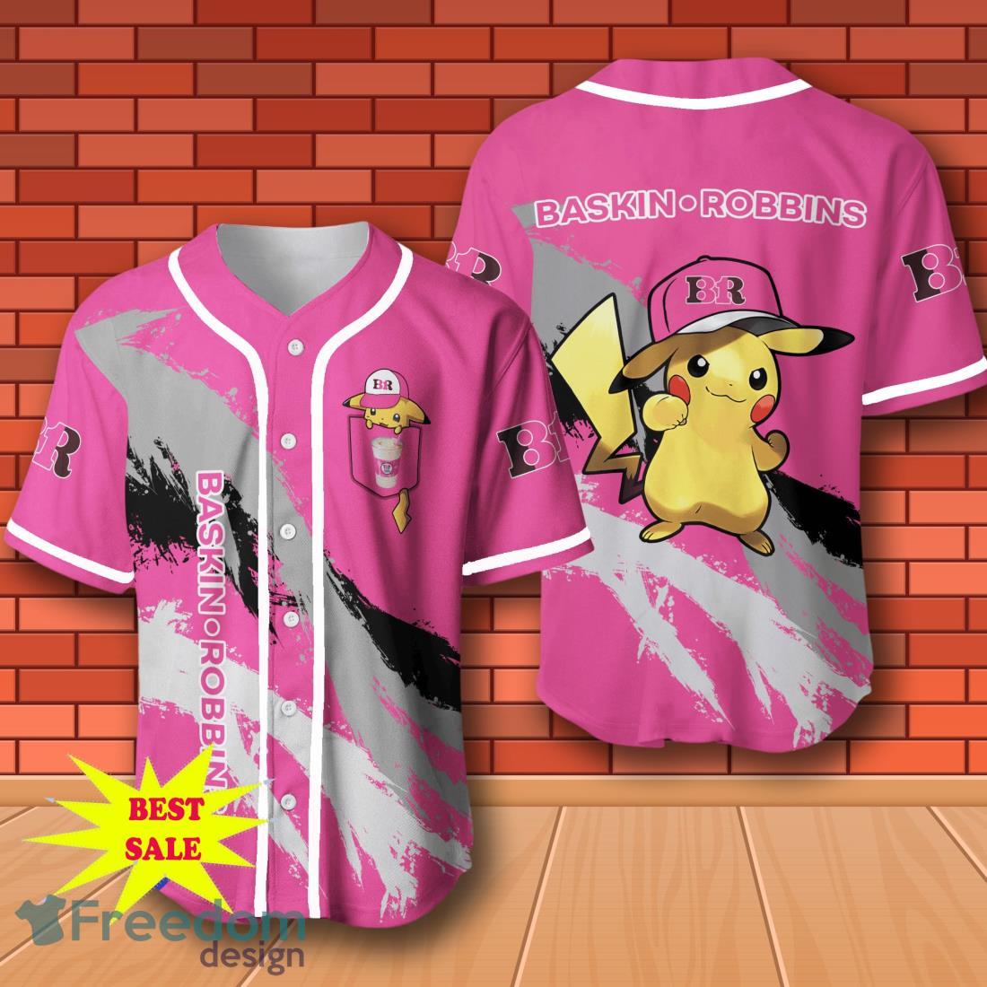 Baskin Robbins Pikachu Pokemon Baseball Jersey for All Genders image Baskin Robbins Pikachu Pokemon Baseball Jersey for All Genders Product Photo 1
