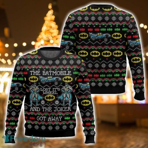 Batmobile Lost Its Wheel Joker Got Away Batman Ugly Christmas Sweater 3D All Printed Sweater Christmas Gift Product Photo 1