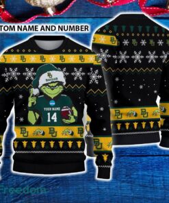 Baylor Bears 3D Ugly Christmas Sweater Grinch Funny Custom Number And Name