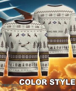 Beechcraft King Air 350 New Pattern Christmas Aircraft Ugly 3D Sweater For Veteran - Beechcraft King Air 350 Ugly Christmas Sweater AOP Photo 3