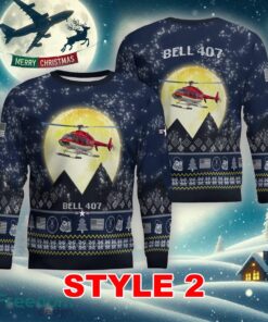 Bell 407 Aircraft Moonlight Multi Color Knitted Christmas Sweater AOP Gift For Men And Women - Bell 407 Aircraft Moonlight Ugly Christmas Sweater_11