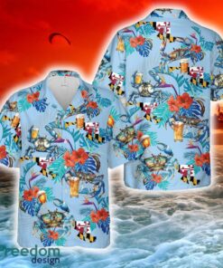 Blue Crab Holding Beer Glass Hawaiian Shirt