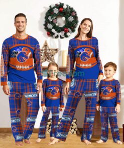 Boise State Broncos Pajamas Set Gift For Family Custom Name Football Team Christmas Holiday Gift