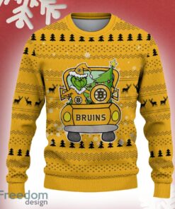 Boston Bruins Grinch Driving Funny 3D Ugly Christmas Sweater For Men Women