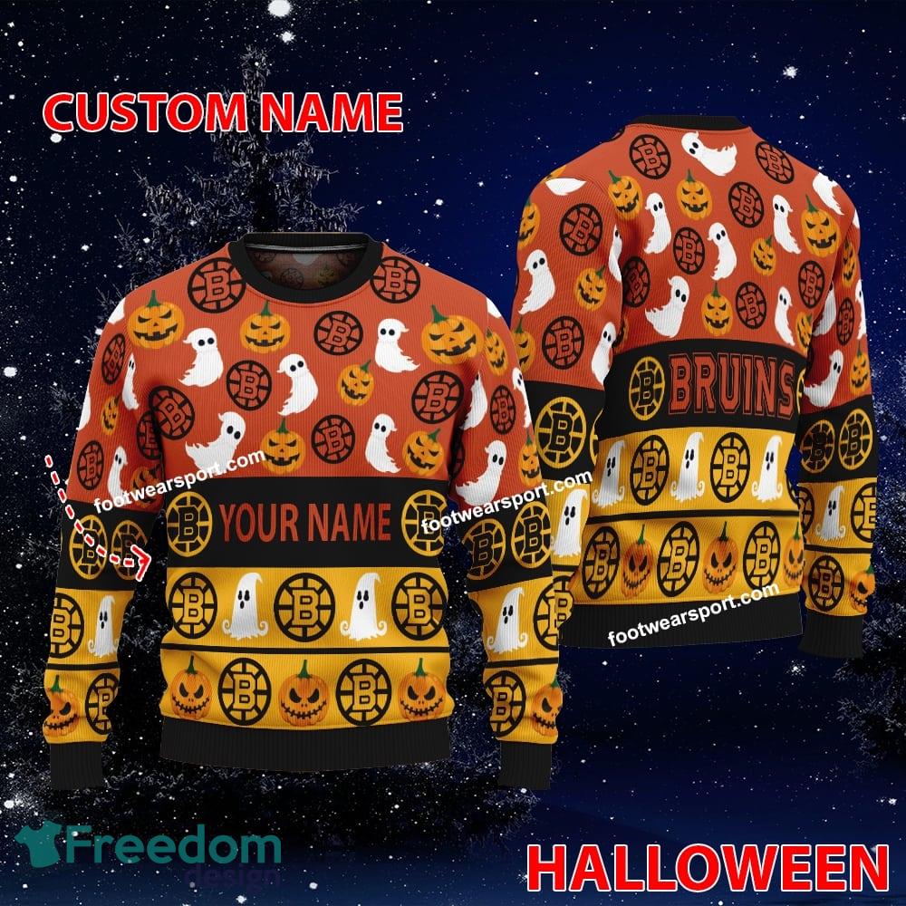 Boston Bruins Personalized Halloween Knitted Christmas Sweater For Fans image Boston Bruins Personalized Halloween Knitted Christmas Sweater For Fans - Boston Bruins Personalized Halloween Knitted Christmas Sweater For Fans