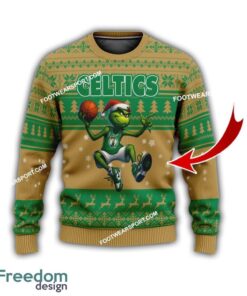 Boston Celtics Grinch Design Ugly Christmas Sweater Gift For Men And Women