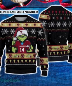 Boston College Eagles 3D Ugly Christmas Sweater Grinch Funny Custom Number And Name