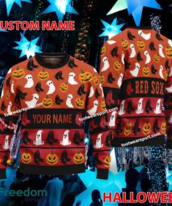 Boston Red Sox Custom Name Halloween Ugly Christmas Sweater Gift For Men And Women