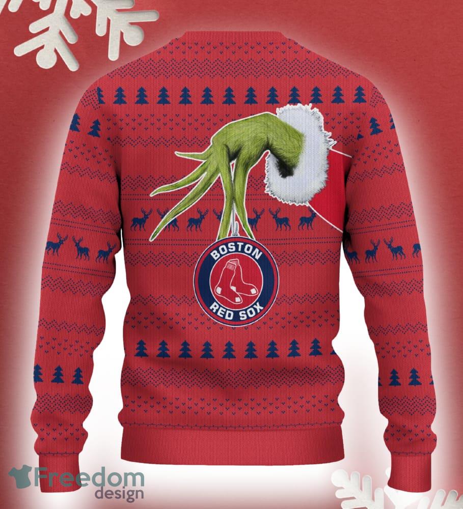 Boston Red Sox Grinch Driving Funny 3D Ugly Christmas Sweater For Men Women image Boston Red Sox Grinch Driving Funny 3D Ugly Christmas Sweater For Men Women - Boston Red Sox Christmas Sweater Grinch Driving Photo 3