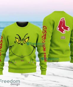 Boston Red Sox MLB Ginch Face Funny Custom Name Ugly Sweater Merry Chistmas Gift For Fans